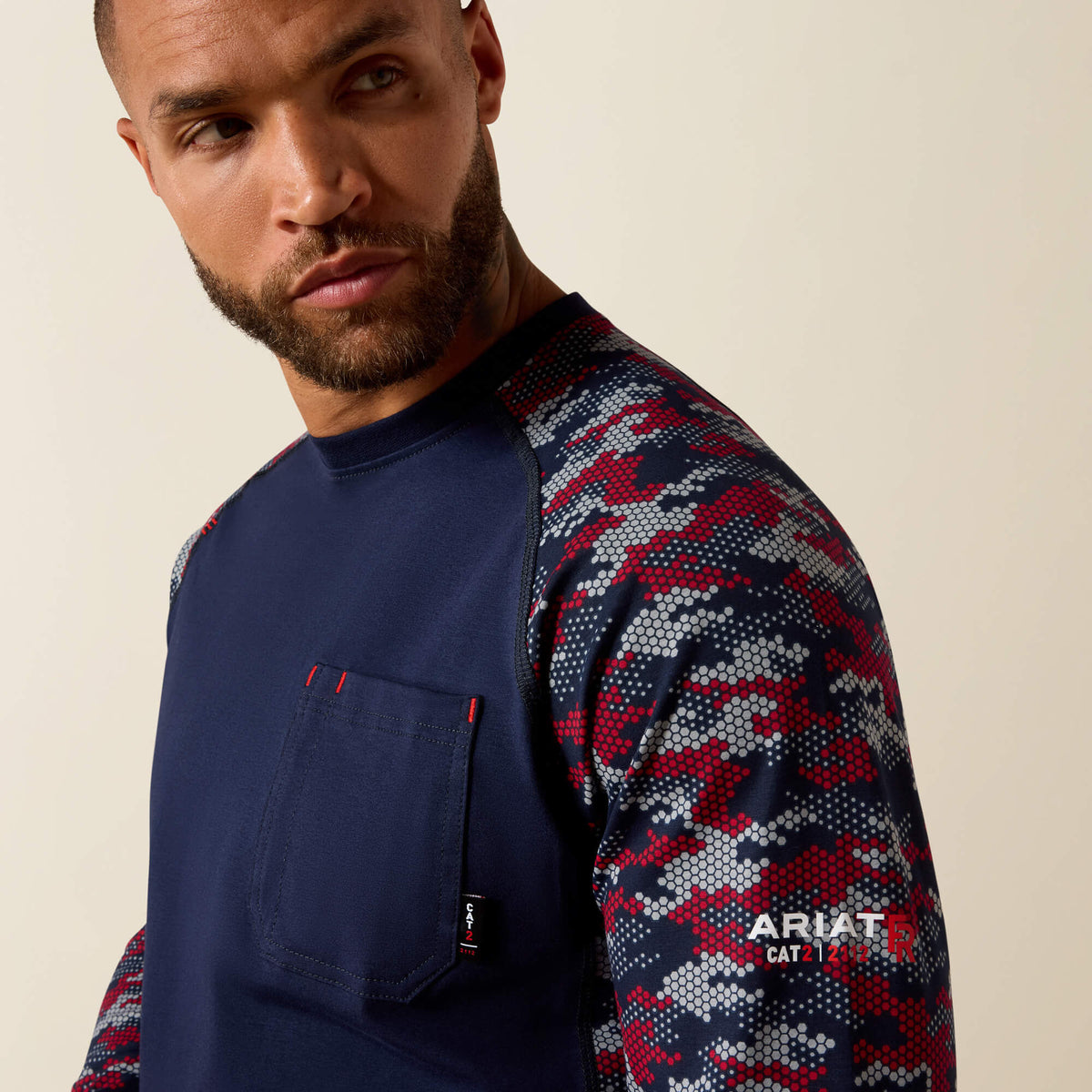 Ariat Signature FR Stretch Camo Baseball T-Shirt