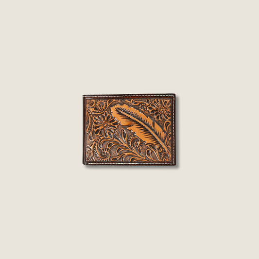 Ariat Hot Sale Tooled Feather Bifold Wallet