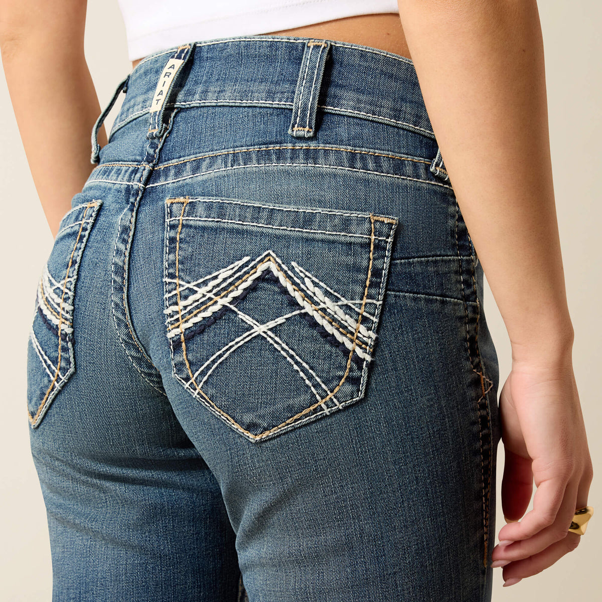 Ariat Featured R.E.A.L. Mid Rise Whipstitch Boot Cut Jean