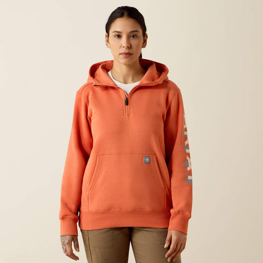Ariat Popular Rebar Lightweight Logo 1/2 Zip Hoodie