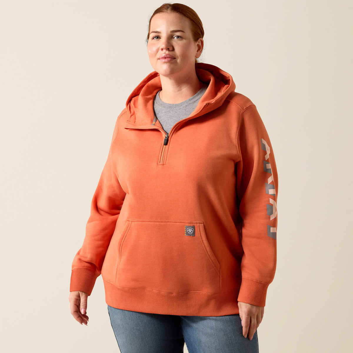Ariat Popular Rebar Lightweight Logo 1/2 Zip Hoodie