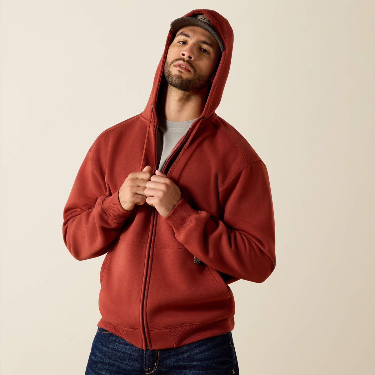 Ariat Popular Rebar Lightweight Label Full Zip Hoodie