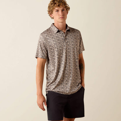 Ariat Popular All Over Print Heathered Fitted Polo
