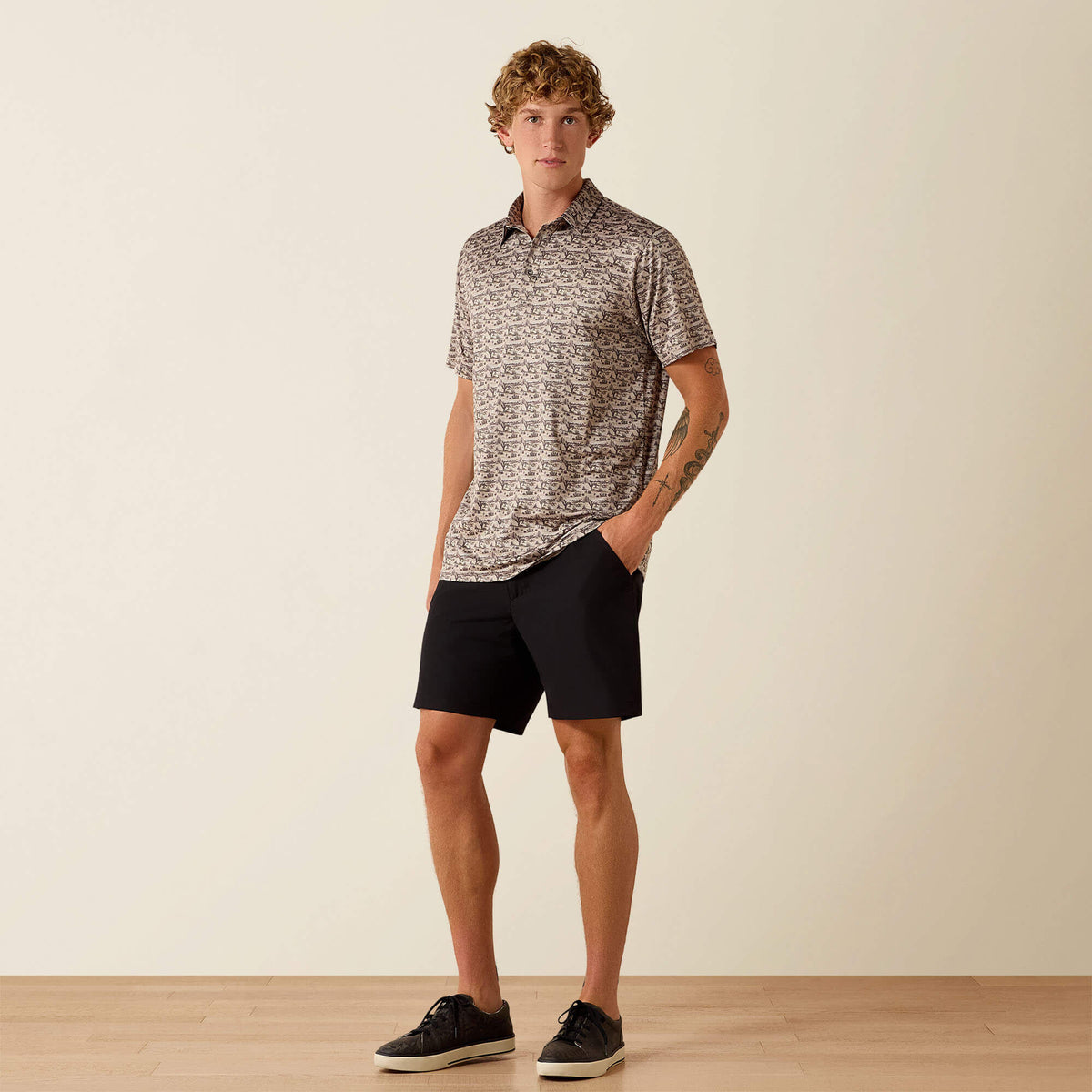 Ariat Popular All Over Print Heathered Fitted Polo
