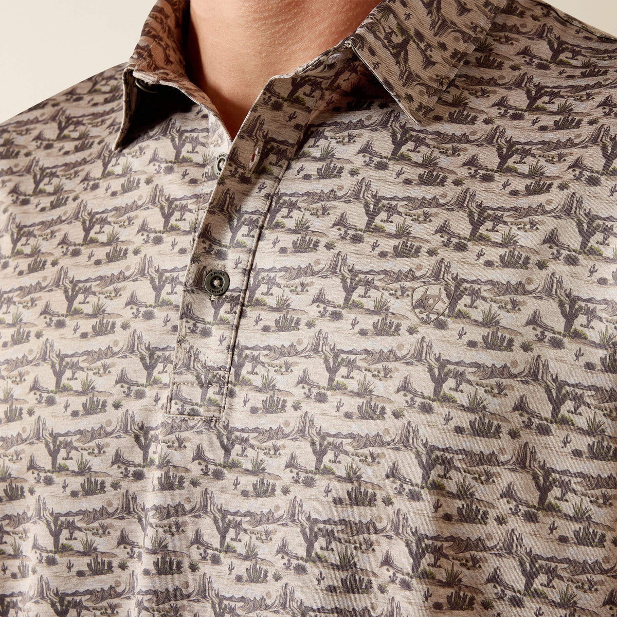 Ariat Popular All Over Print Heathered Fitted Polo