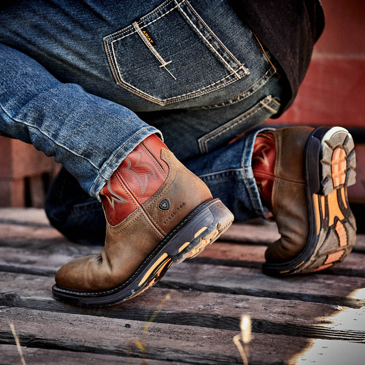 Ariat Premium WorkHog Wide Square Toe Steel Toe Work Boot