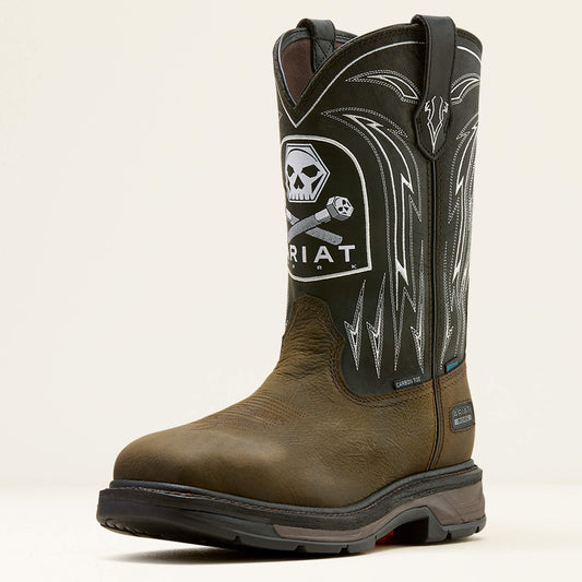 Ariat Signature WorkHog XT Bolt Skull Waterproof Wide Square Toe Carbon Toe Work Boot