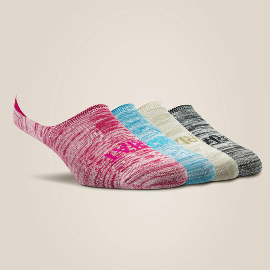 Ariat Latest No Slip No Show Sock 4 Pair Multi Color Pack
