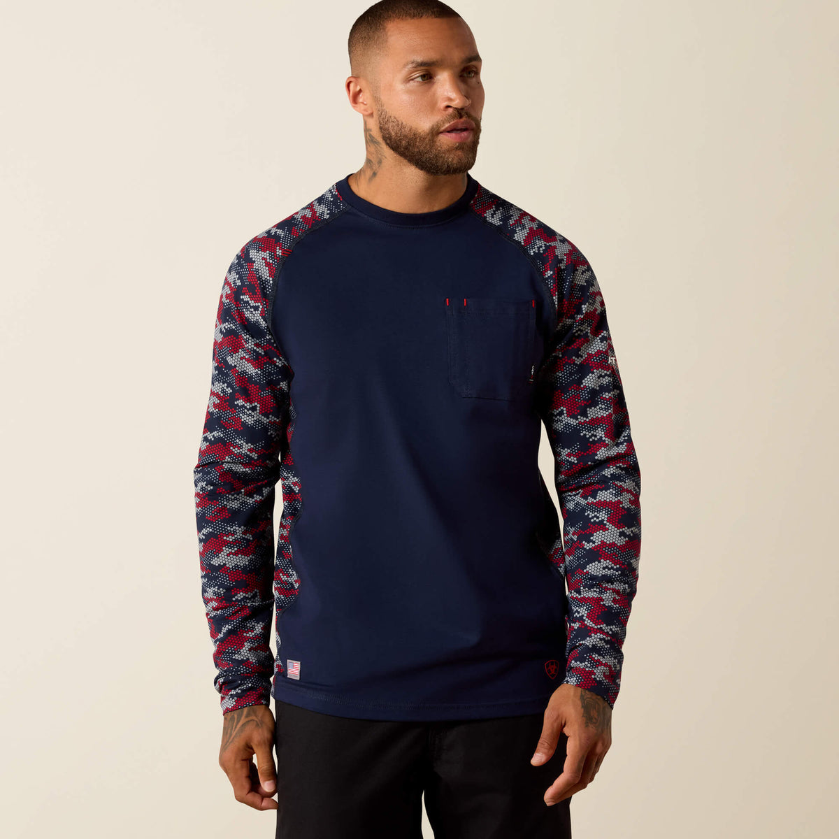 Ariat Signature FR Stretch Camo Baseball T-Shirt