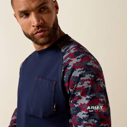 Ariat Signature FR Stretch Camo Baseball T-Shirt