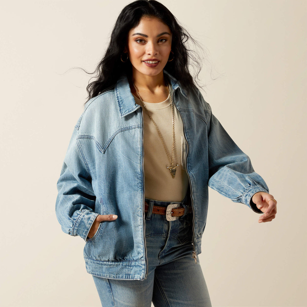 Ariat Classic Cheyenne Denim Bomber Jacket