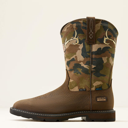 Ariat Best Seller Groundbreaker Antler Waterproof Wide Square Toe Steel Toe Work Boot