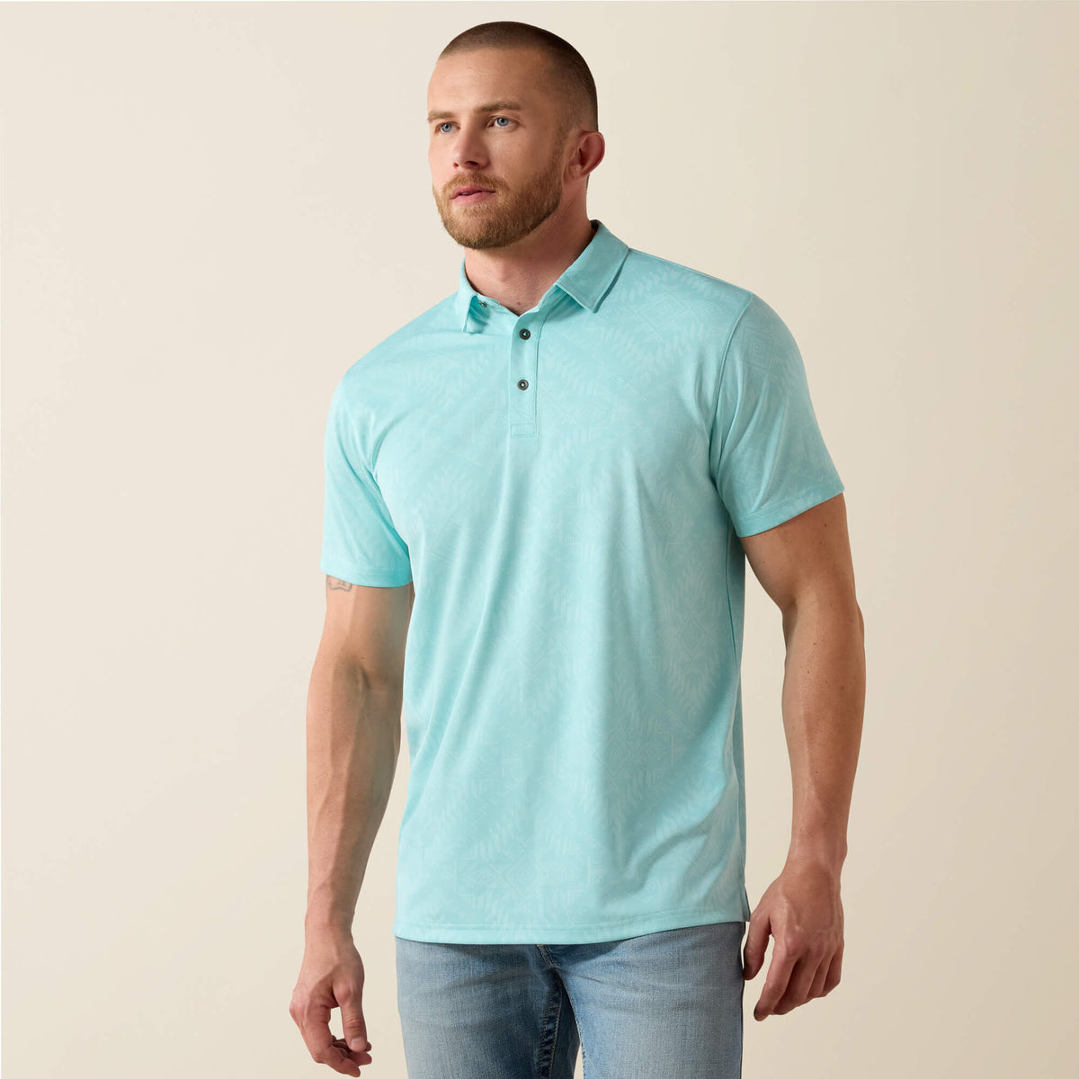 Ariat Recommended Jacquard Printed Fitted Polo